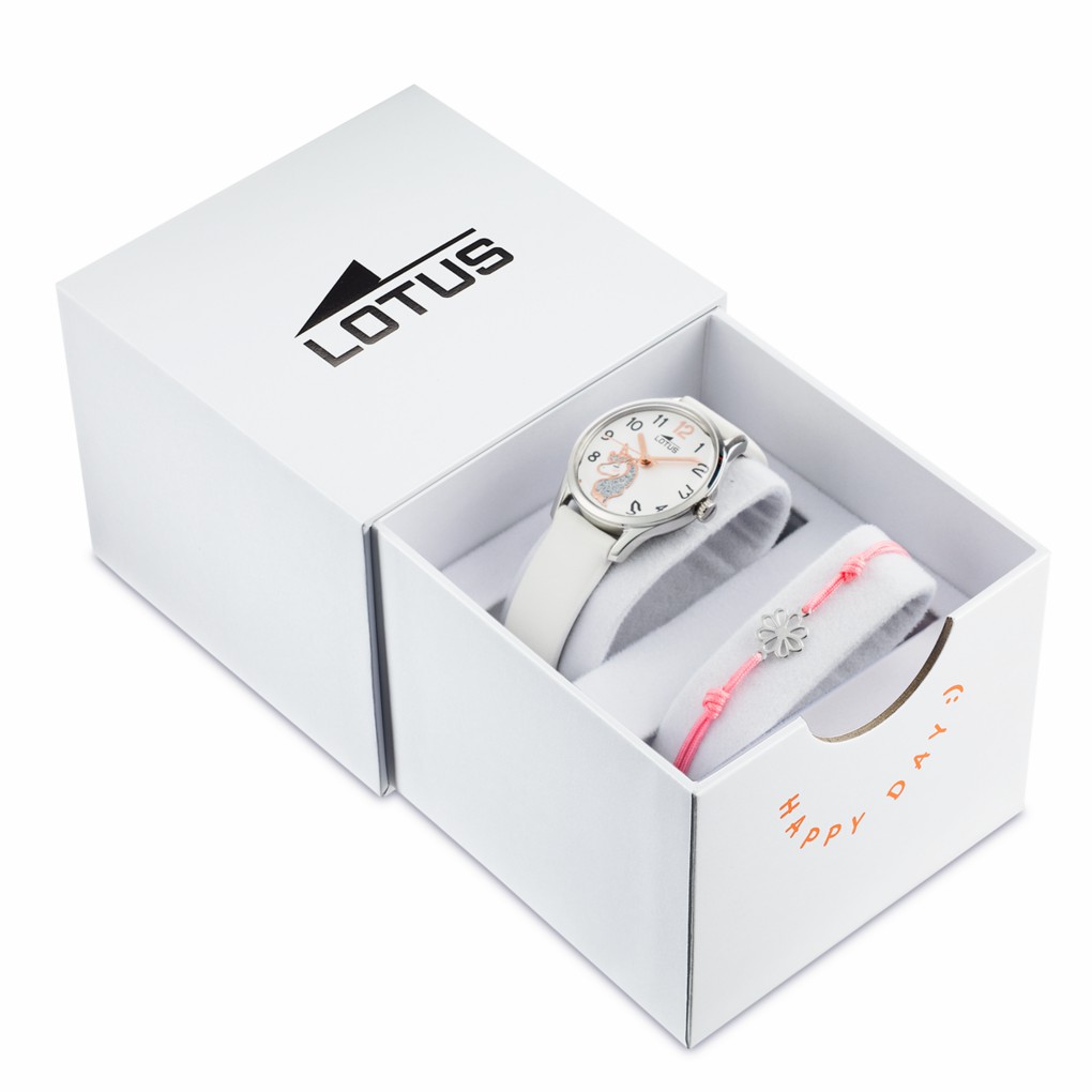 Reloj Lotus Junior Niña Piel Blanca y Esfera Blanca con Unicornio 18406/K