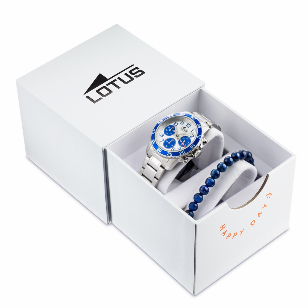 Reloj Lotus Junior Niño Acero y Esfera Blanca/Azul 18580/7