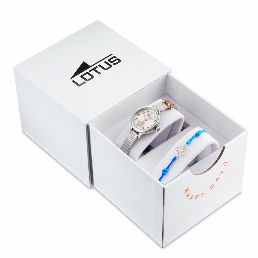 Reloj Lotus Juniros Acero y Esfera Plateada con Mariposa 18659/2