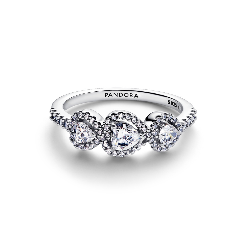 Anillo Pandora Trilogía de Corazones y Halo Plata 194413C01