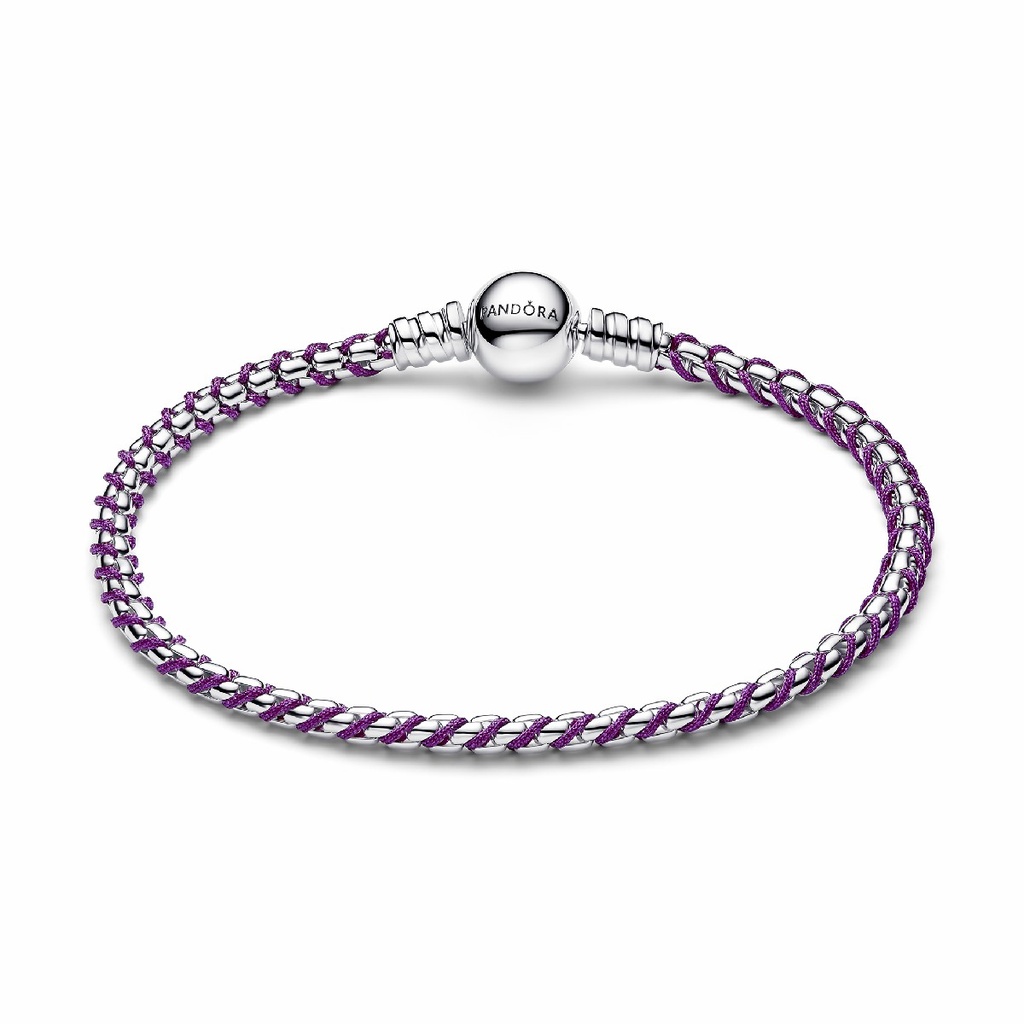 Pulsera Pandorea Cadena Caja Cordón Morado 593816C03