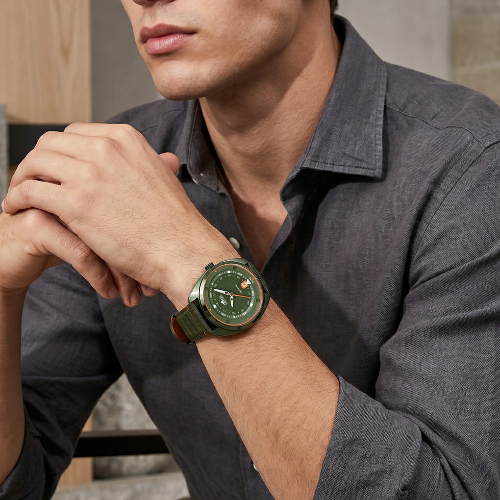 Reloj Lotus Pulse Collection Hombre Piel Verde / Naranja 19098/1
