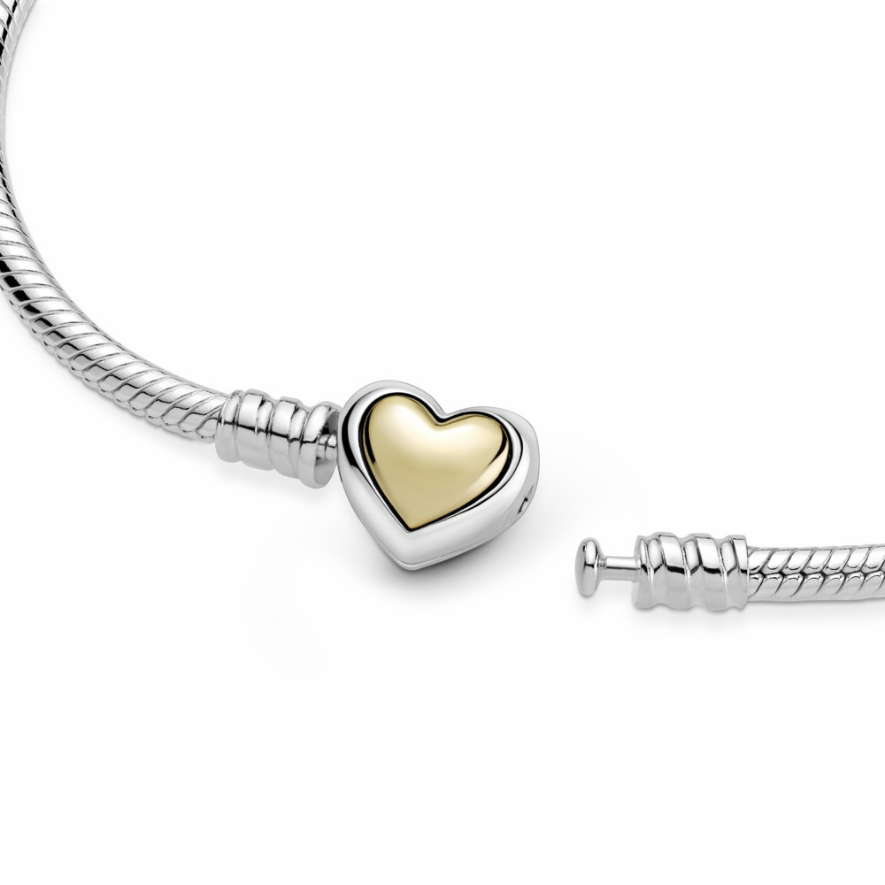 Pulsera Pandora Moment Corazón Cúpula Dorada