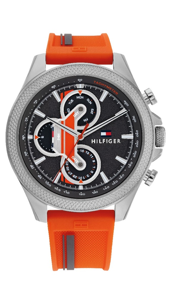 Reloj Tommy Hilfiger Hombre Clark Multifunción Silicona Naranja 1792084