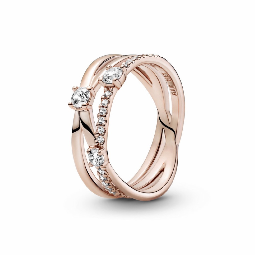 Anillo Pandora Rose Triple Banda Brillante