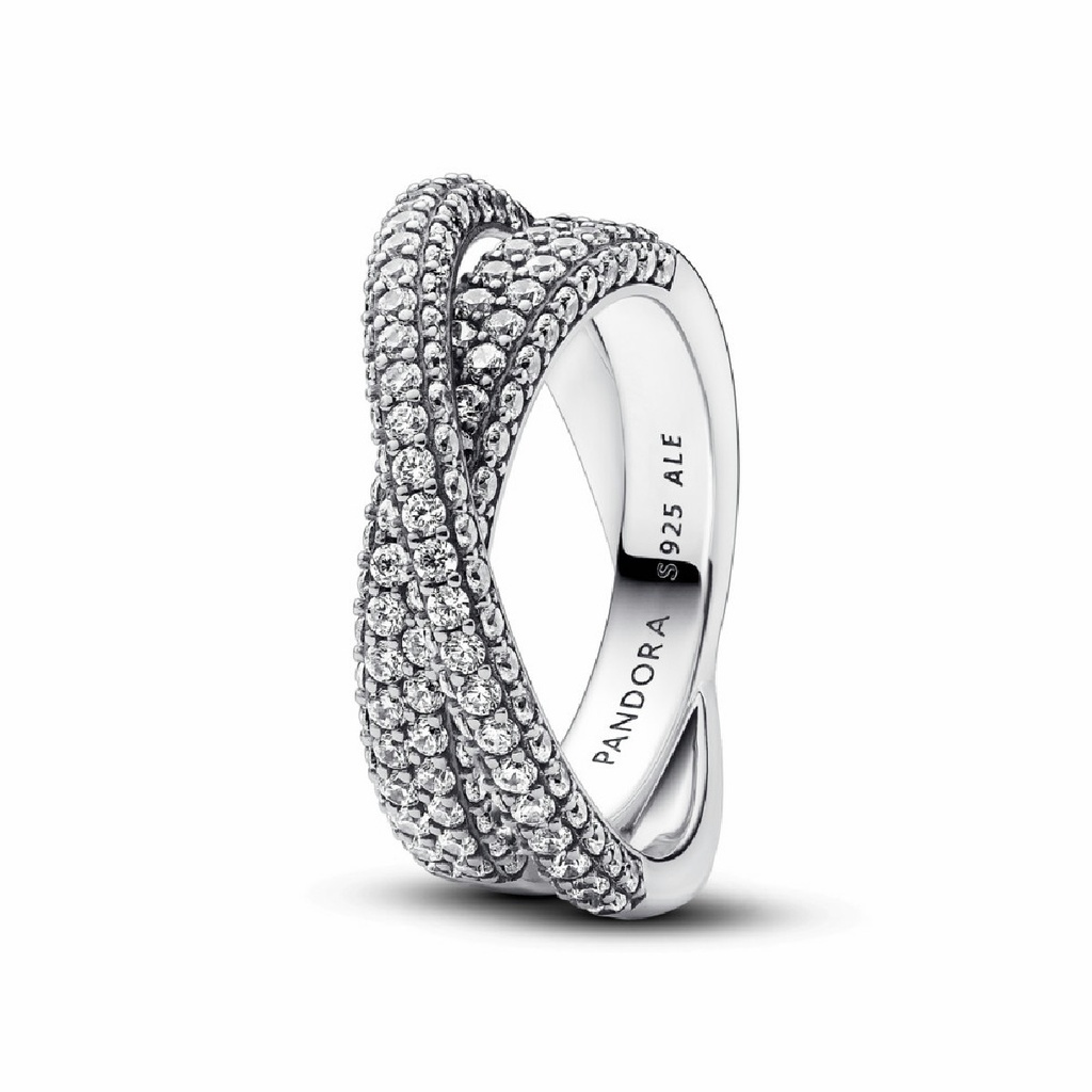 Anillo Pandora Timeless Pavé Cruzado de Doble Banda 193022C01