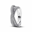 Anillo Pandora Timeless Pavé Cruzado de Doble Banda 193022C01