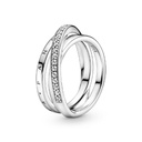 Anillo Pandora Cruzado Triple Banda en Pavé 199057C01