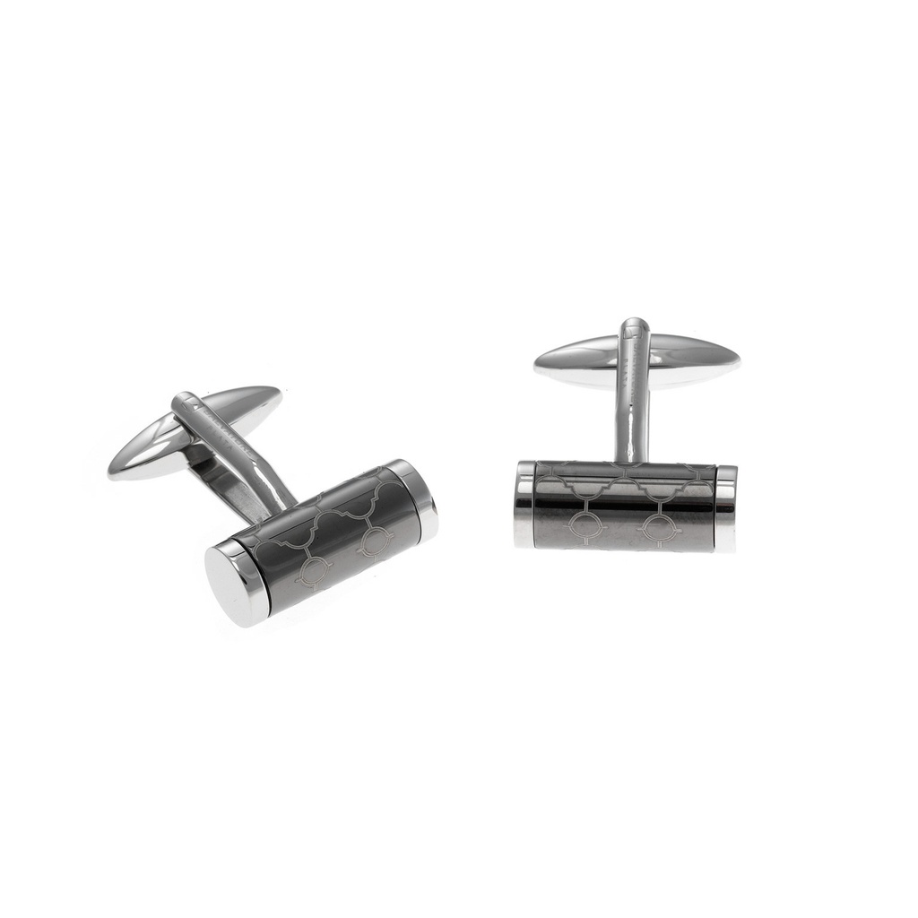 Gemelos Metal Acero Rodio Cilindro Graba 100HA075