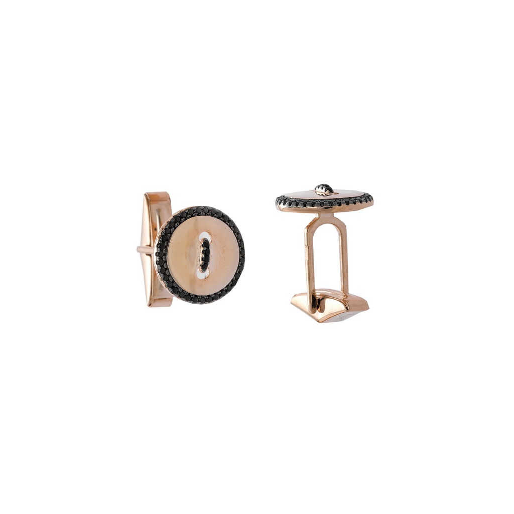 Gemelos Plata Chapado Rosa Boton Sipnel 195H0003