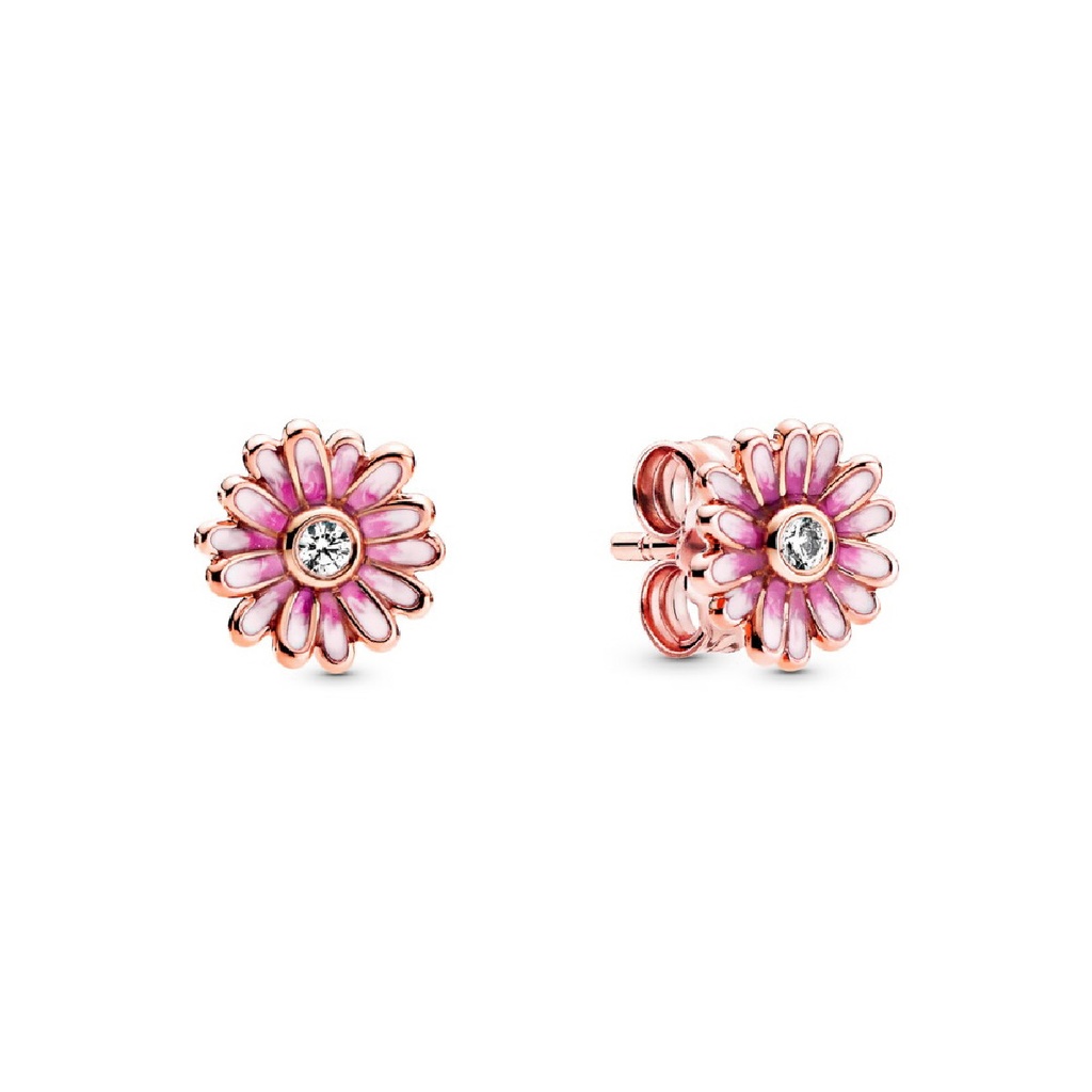 Pendientes Pandora Botón de Margaritas con Baño oro rosa