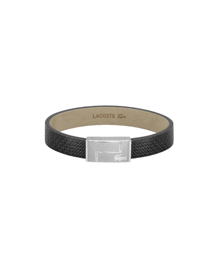 Pulsera Lacoste Hombre Piel negra Cierre Magnético Acero 2040185