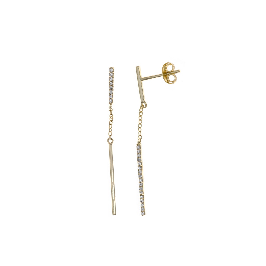 Pendientes Plata Chapado Dorado Dos Barras 213A0206