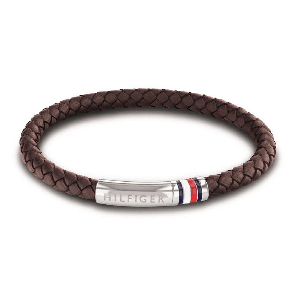 Pulsera Tommy Hilfiger Hombre Cuero Marrón Trenzado y Cierre de Acero 2790402