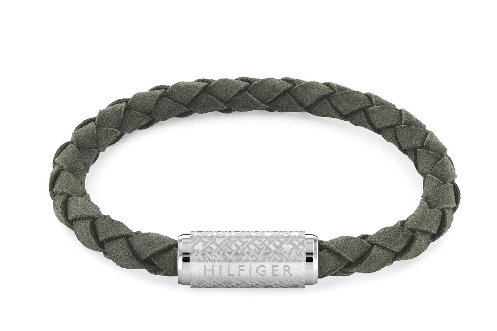 Pulsera Tommy Hilfiger Hombre Piel Trenzada Verde Cierre Acero Inoxidable 2790481