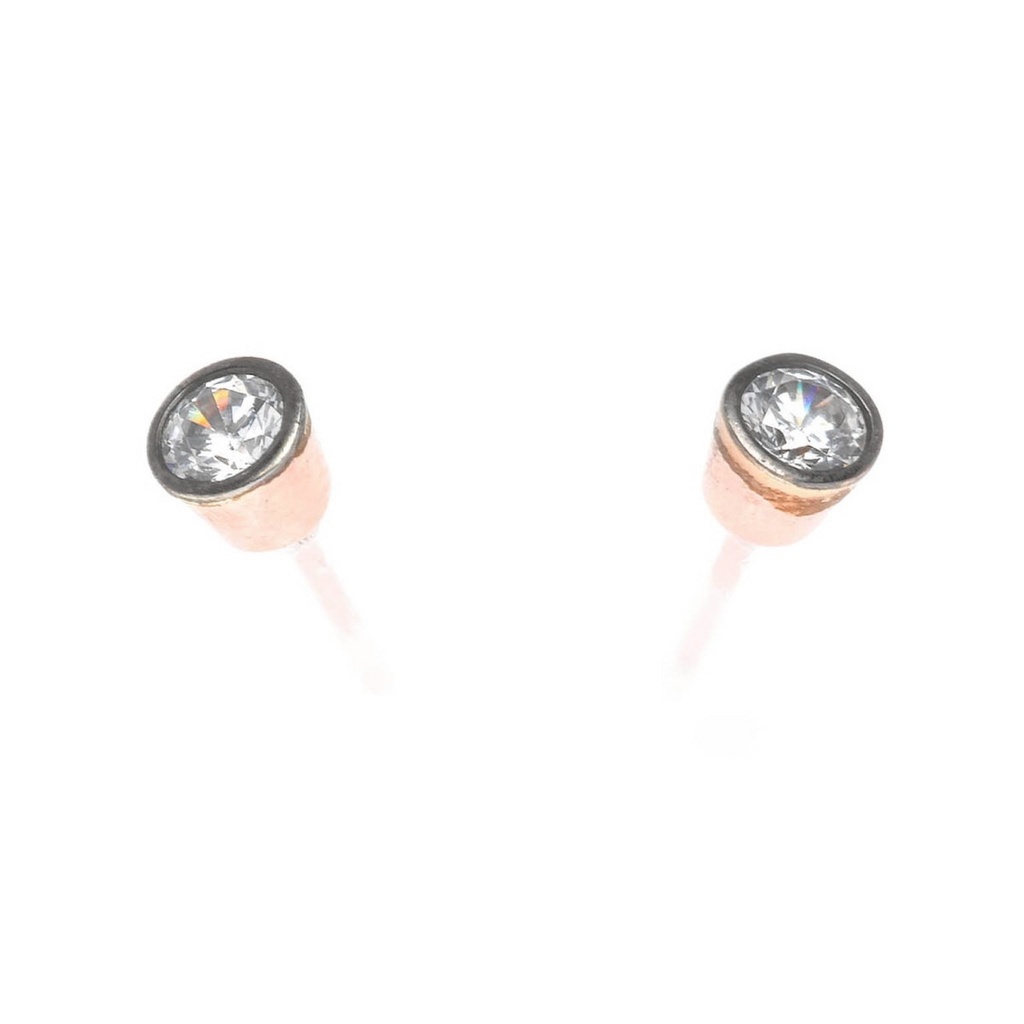 Pendientes Salvatore Circonita Baño Oro rosa y Rutenio