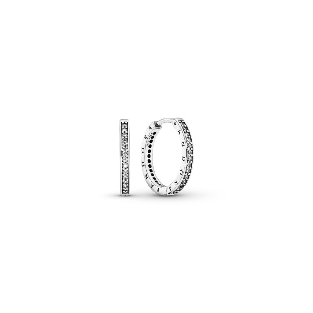 Pendientes Pandora Aro Logo Pandora Plata