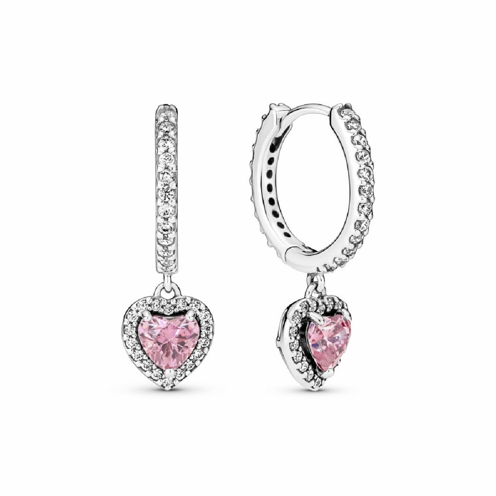 Pendientes Pandora Aro Corazón Halo Brillante