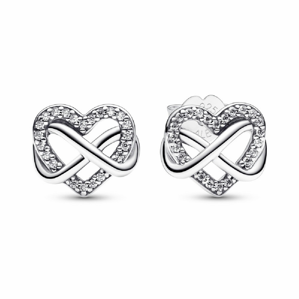 Pendientes Pandora Corazón e Infinito Entrelazado Brillante