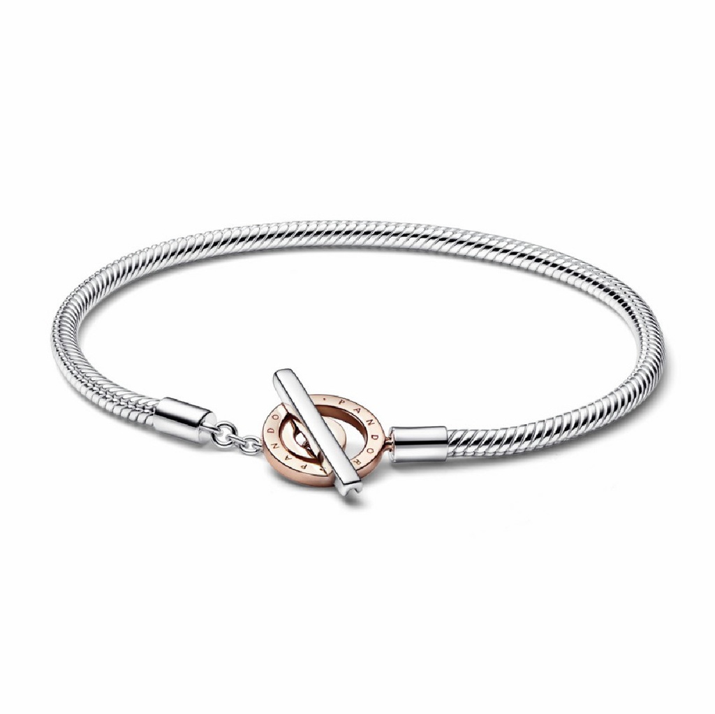 Pulsera Pandora Signature Cadena de Serpiente Cierre en T Rose