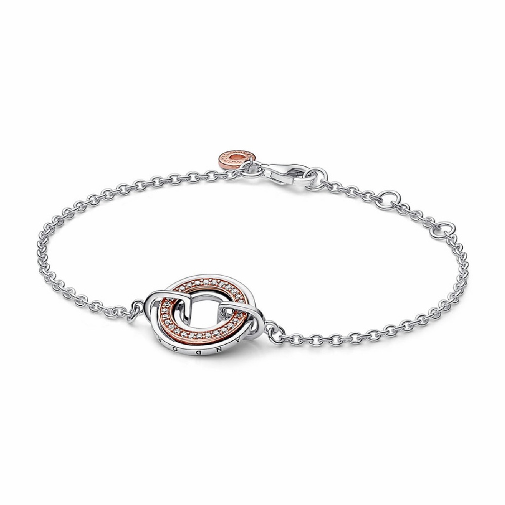 Pulsera Pandora Signature Logo & Pavé Dos Tonos