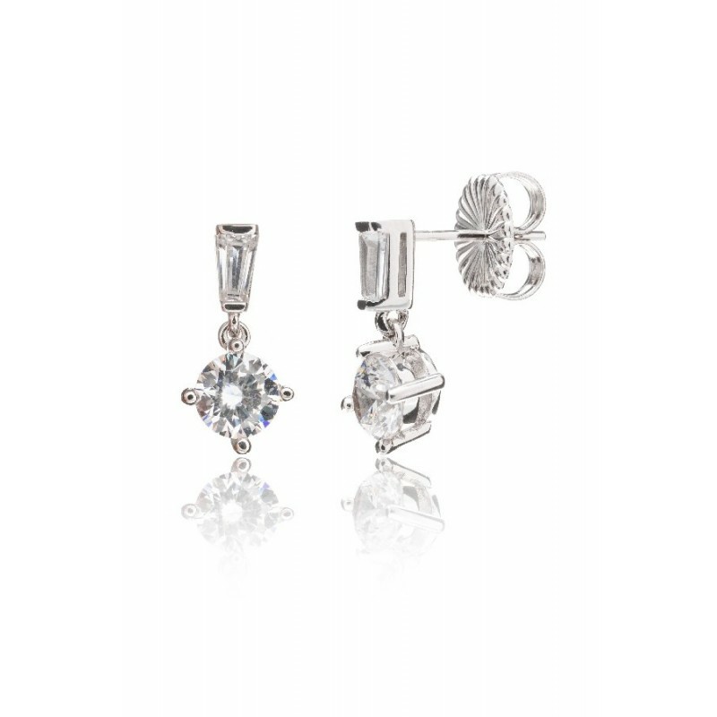 Pendientes Camaleoni Nurul Plata Rodio Trapecio y Brillo WP001.6.00/MP