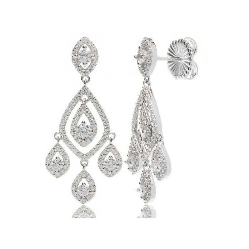 Pendientes Camaleoni Sammezzano  Plata Rodio Rombos con Cercos WP037/LP