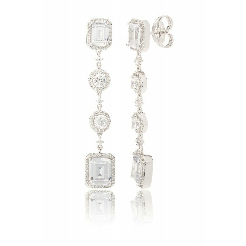 Pendientes Camaleoni Zenda Plata Rodio Largo Novia WP049/LP/N