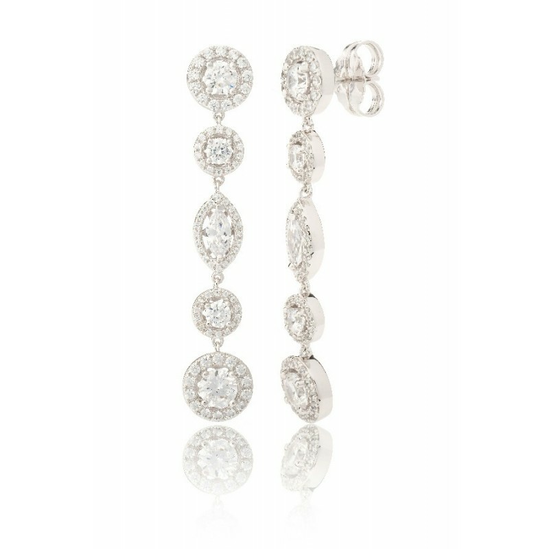 Pendientes Camaleoni Dorano Plata Rodio Largo Novia WP052/LP/N