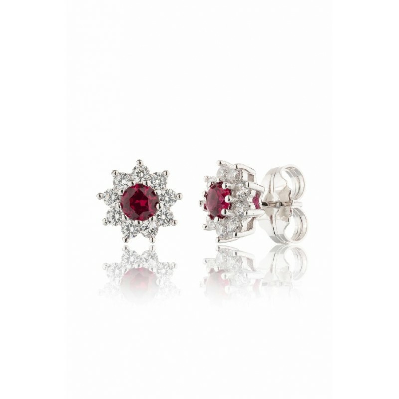 Pendientes Camaleoni Chambord Plata Rodio Roseta Rubi WPC048/RB/CP