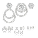 Pendientes Camaleoni  Plata Rodio Desmontable Flor WPD004/LP