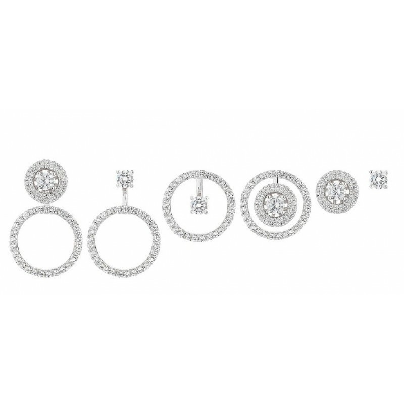 Pendientes Camaleoni  Plata Rodio Desmontable Cerco y Circulo WPD005/LP
