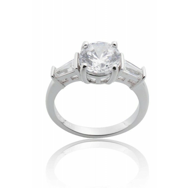 Anillo Camaleoni Nurul Plata Rodio 4 Garras 2 Trapecios WS001.8.00/16