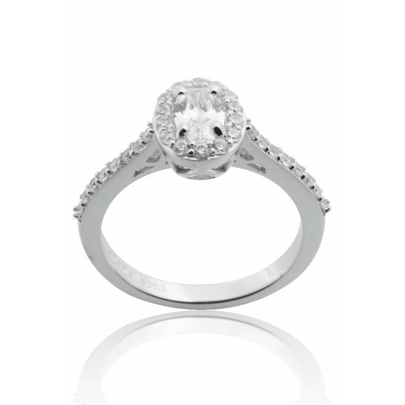 Anillo Camaleoni Eliseo Plata Rodio Oval 42 en Cerco WS004.6X4/16