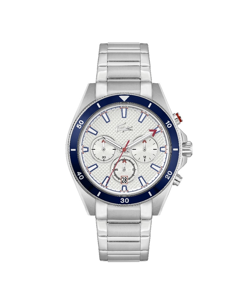 Reloj Lacoste Hombre Mainsail Cronógrafo Acero Plateado Esfera Blanca 2011360