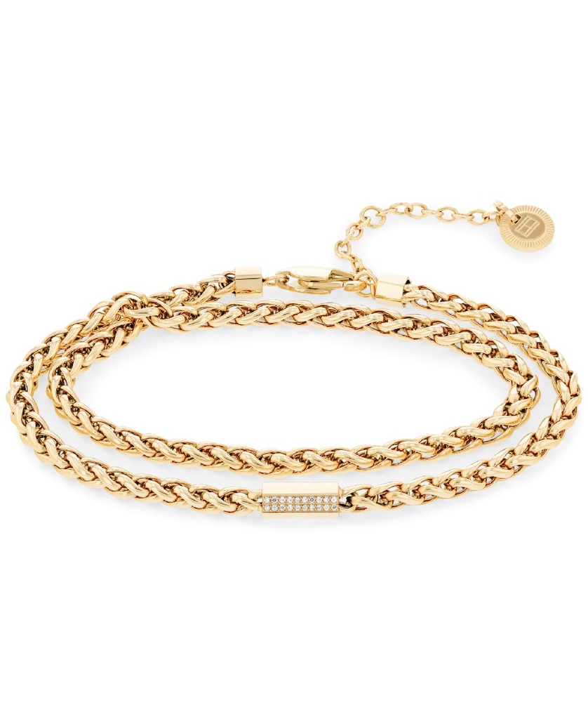 Pulsera Doble Tommy Hilfiger Acero IP Dorado y Circonitas 2780876