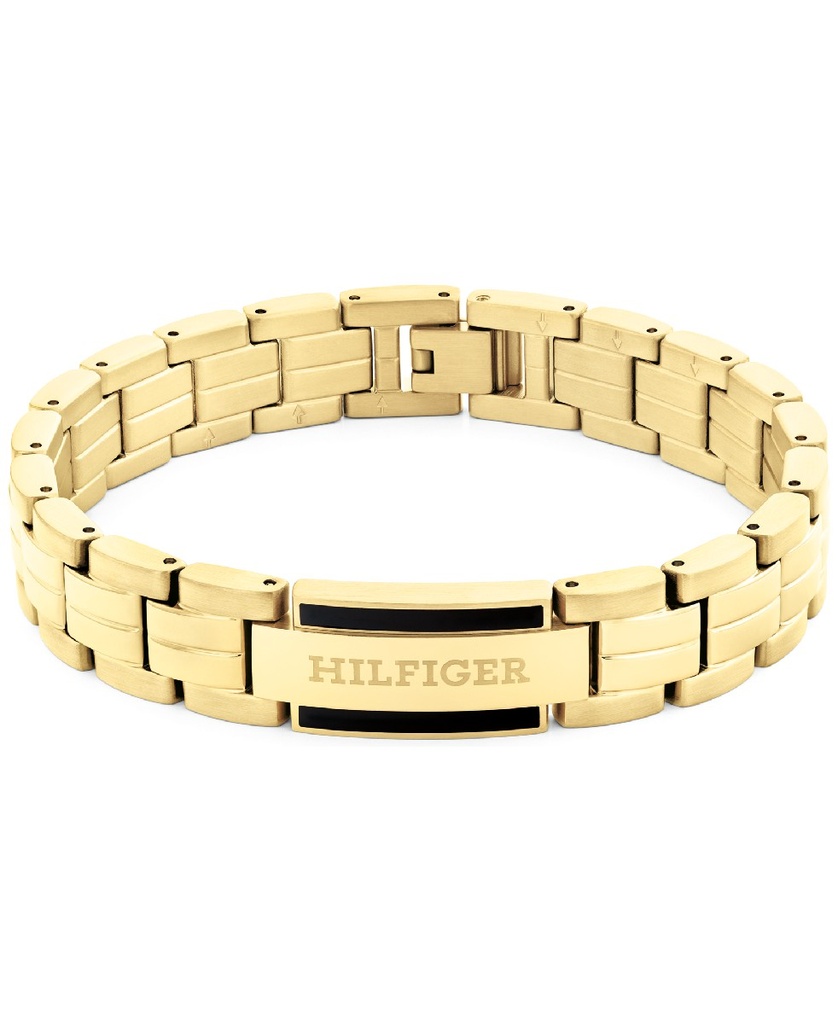 Pulsera Tommy Hilfiger Acero Inox Baño Oro y Placa Logo Hombre 2790601