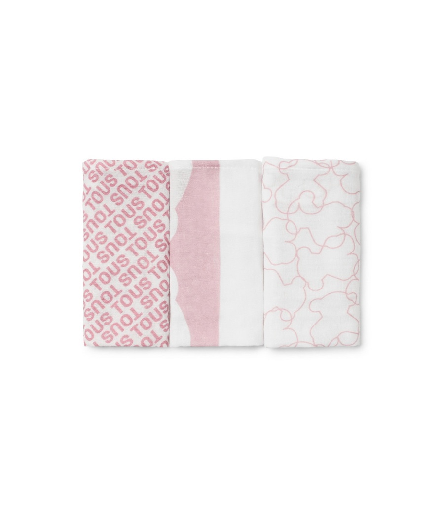 Pack 3 Muselinas Tous Baby Rosa