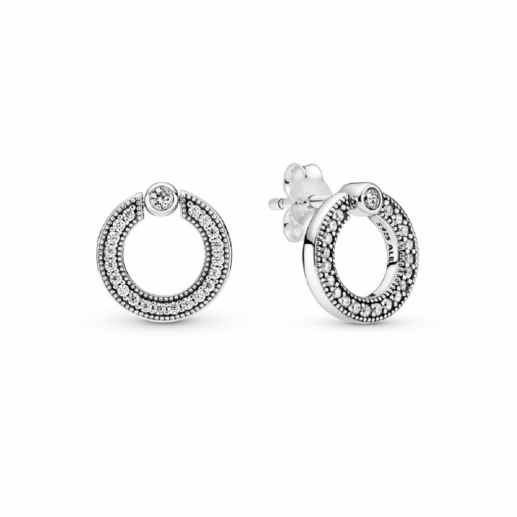 Pendiente Pandora Círculo Reversible en Pavé &Logo