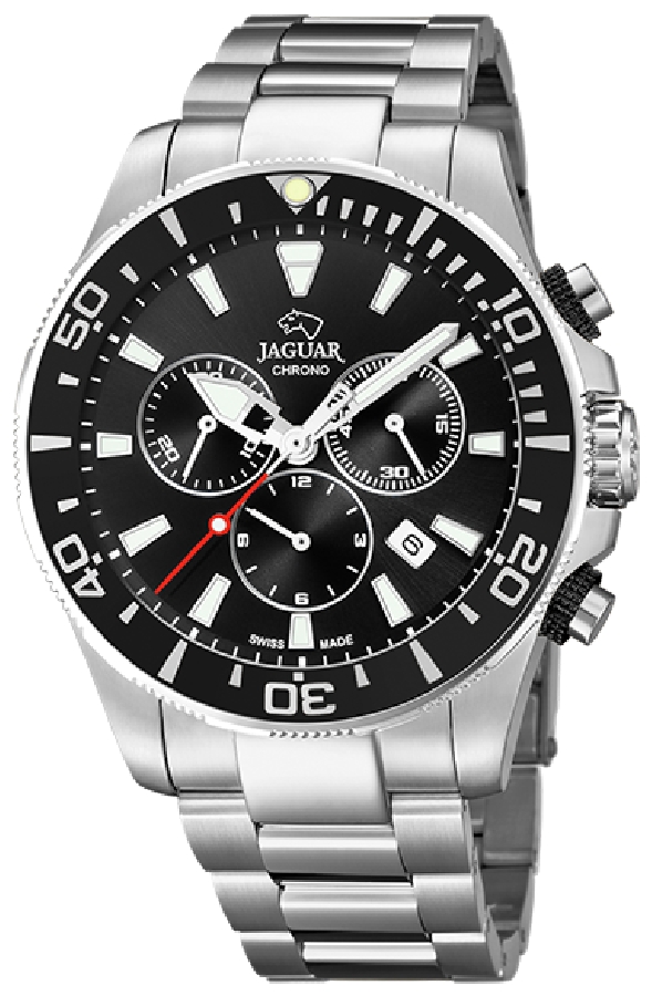 Reloj Jaguar Suizo Hombre Executive Pionnier Cronógrafo Acero Esfera Negra J861/3
