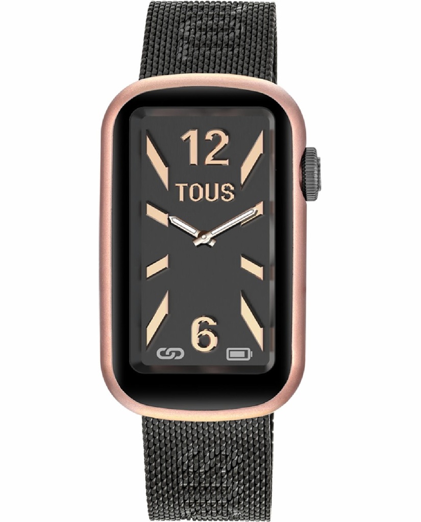 Reloj Tous Smartwatch Mujer T-Band Mesh Brazalete Acero IP Gris y Caja Aluminio IP Rosado 3000132300