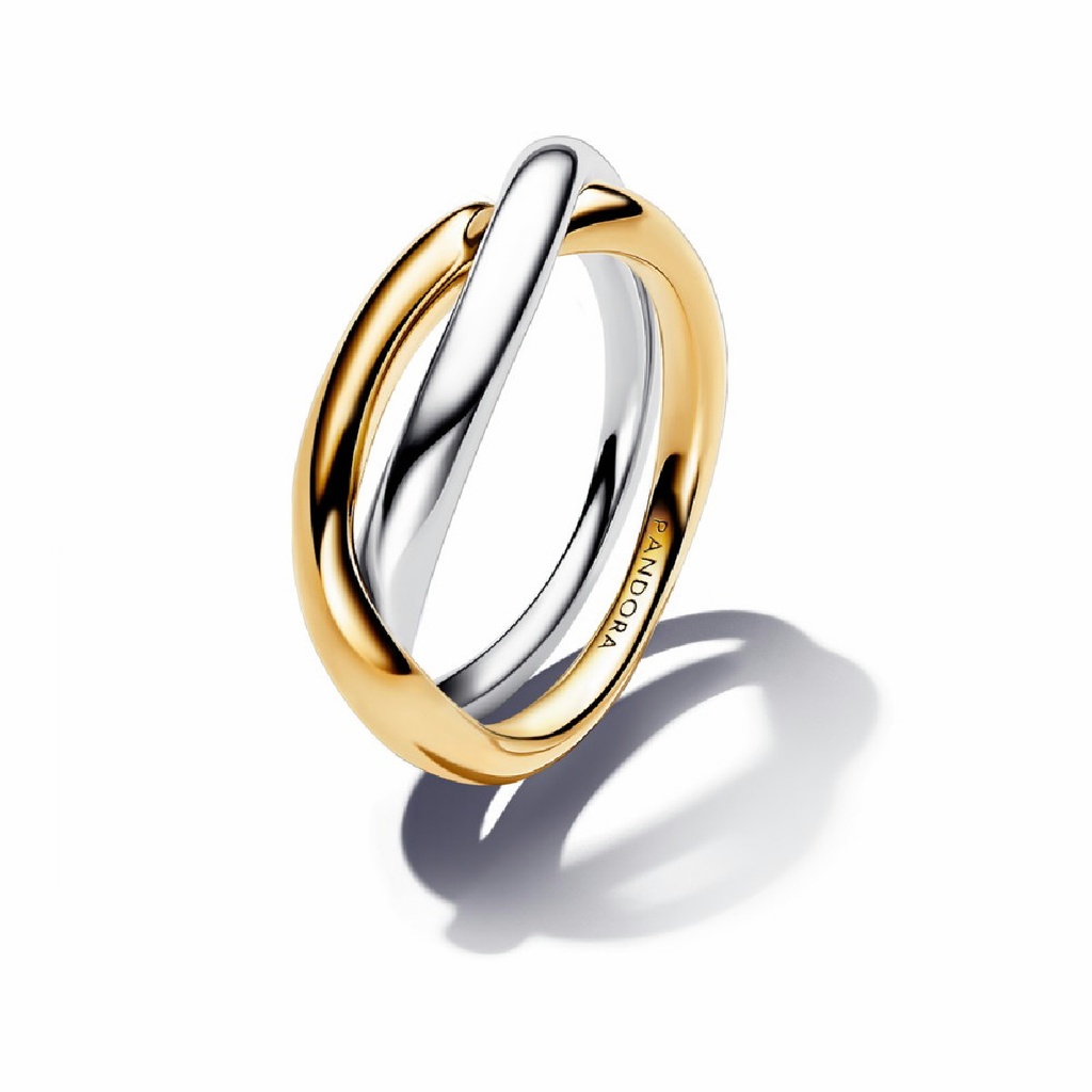 Anillo Pandora Bandas Entrelazadas en Dos Tonos 163262C00