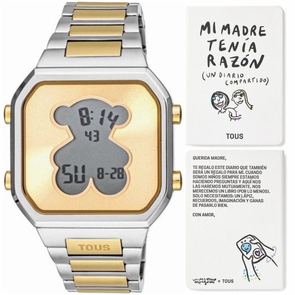 Reloj Tous Mujer D-Bear Digital Acero IP Dorado/Plateado Oso 3000134600