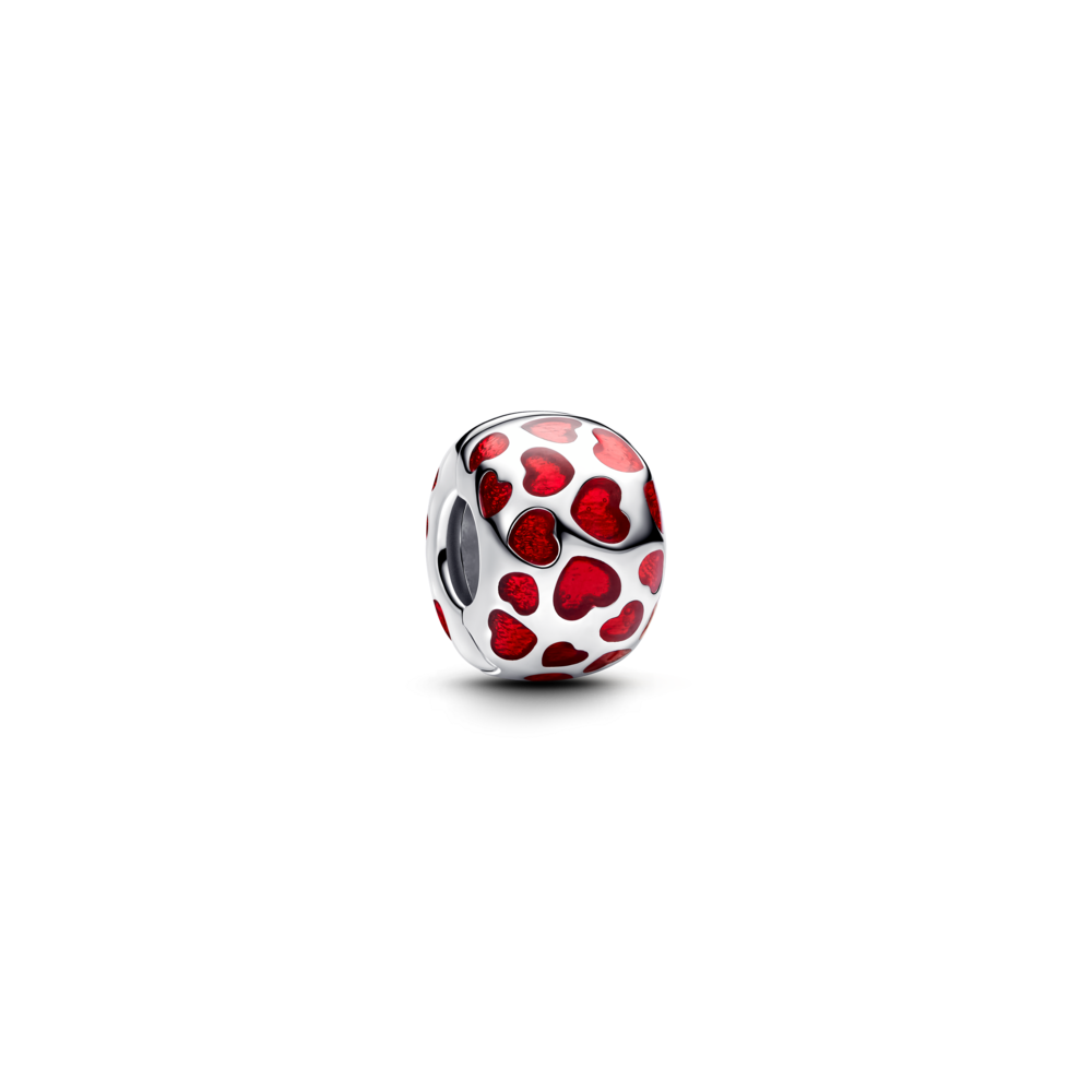 Charm Pandora de Clip Redondo Corazones Rojos 793679C01