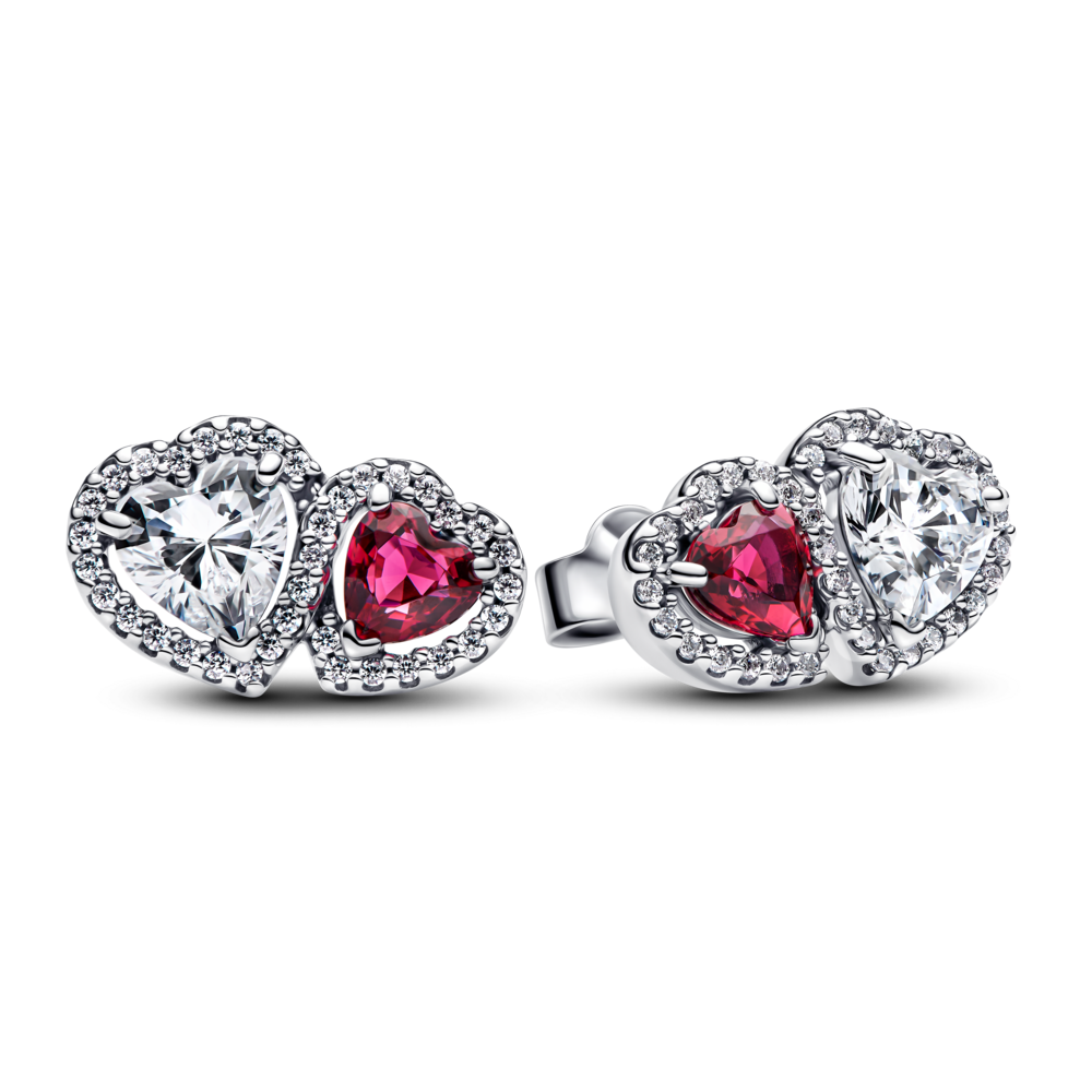 Pendientes Pandora de Botón Halo Corazones