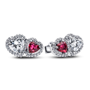 Pendientes Pandora de Botón Halo Corazones