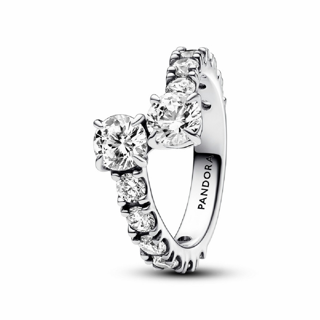 Anillo Pandora de banda superpuesta billante