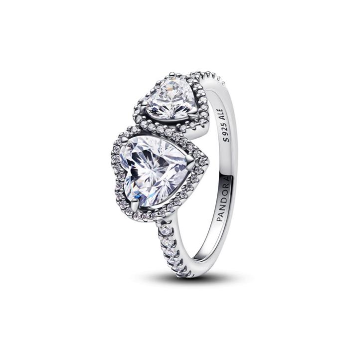 Anillo Pandora Corazones Halo Brillante