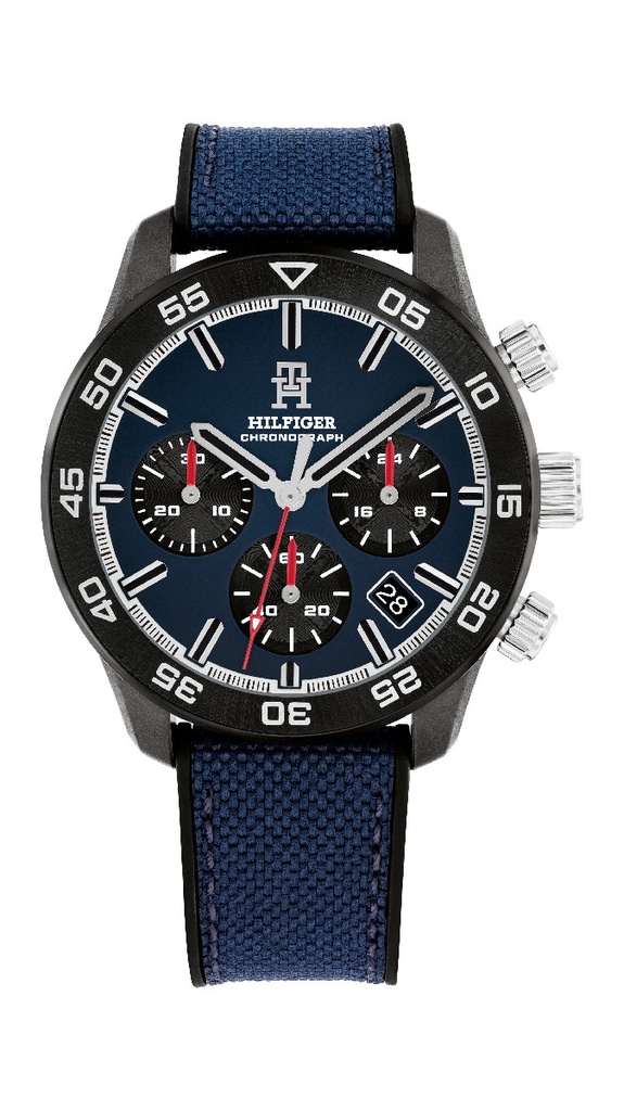 Reloj Tommy Hilfiger Hombre TH85 Crono Carbon Correa Nylon Azul 1792183