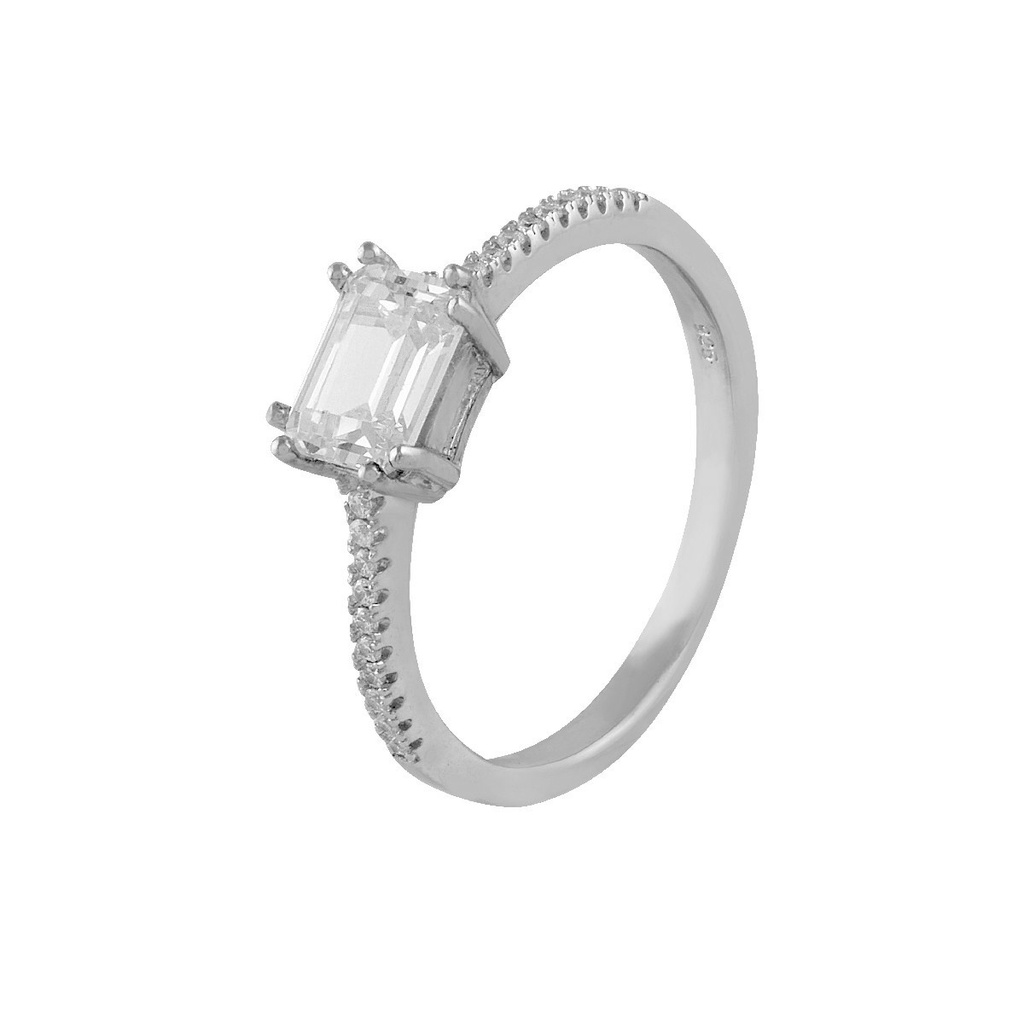 Anillo Itemporality Plata con circonita blanca rectangular